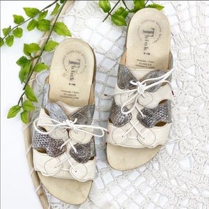 Think Metallic Leather Comfort Cork Walking Sandal